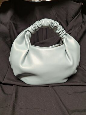 The Drop Soft Ruched Handle Shoulder Bag in Light Blue